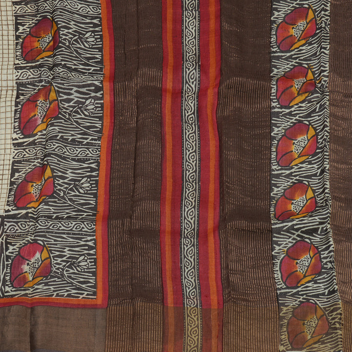 Hayagrivas Half White Pure Tussar Silk Saree KBE1820L1-15