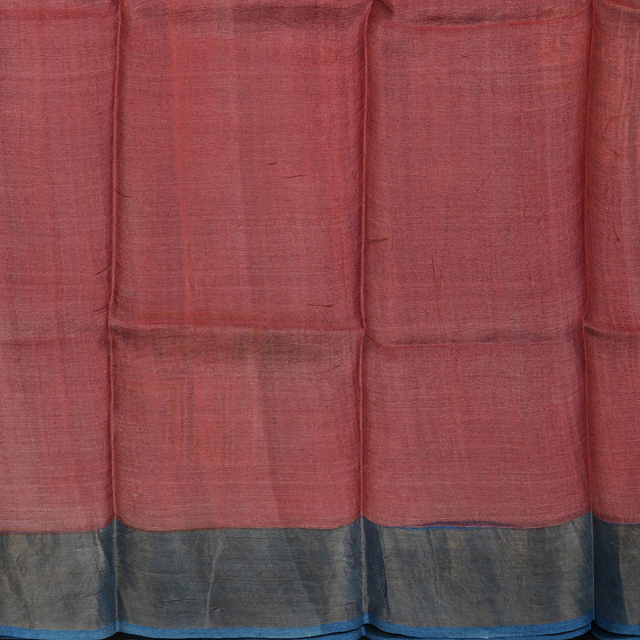 Hayagrivas Bluish Grey Pure Tussar Silk Saree KBE1820L1-5