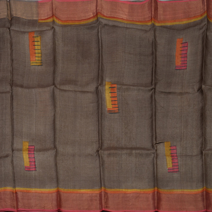 Hayagrivas Royal Grey Pure Tussar Silk Saree KBE1820L1-6