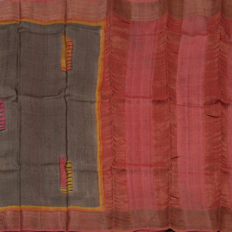 Hayagrivas Royal Grey Pure Tussar Silk Saree KBE1820L1-6