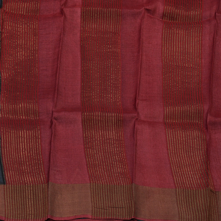 Hayagrivas Deep Grey Pure Tussar Silk Saree KBE1820L1-7