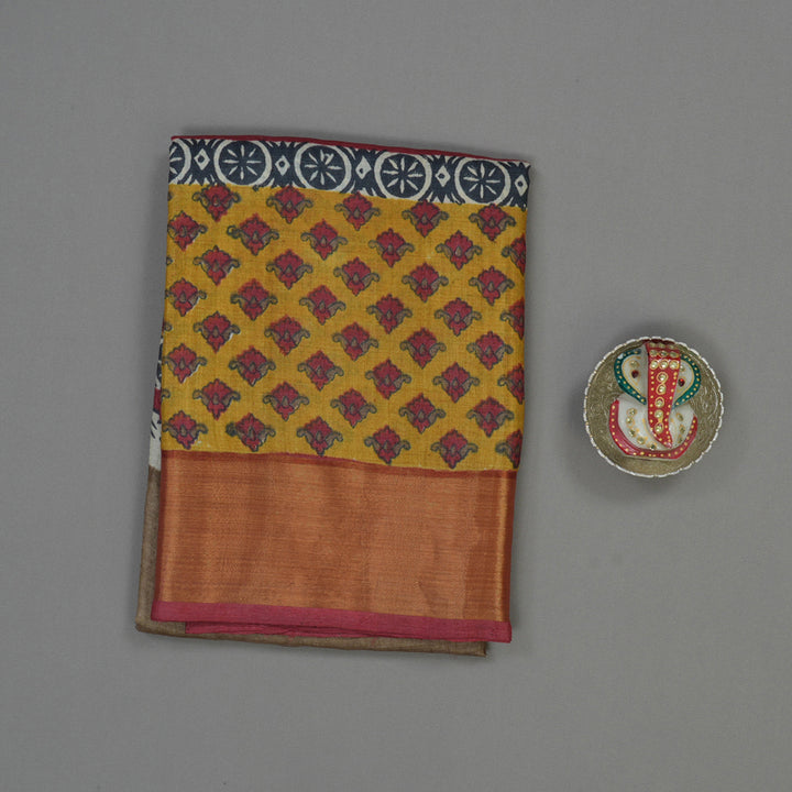 Hayagrivas Light Brown Pure Tussar Silk Saree KBE1820L1-8