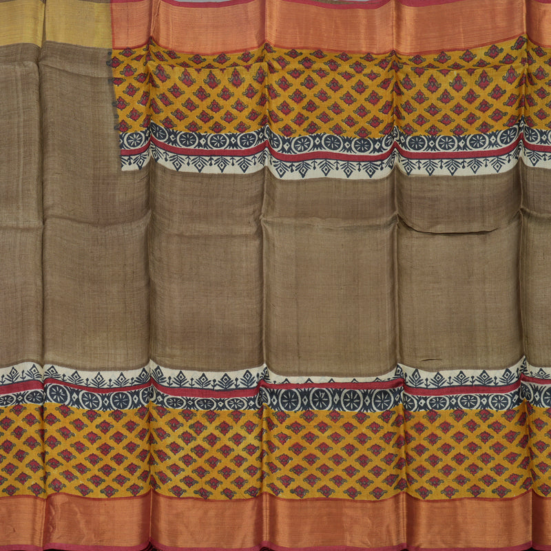 Hayagrivas Light Brown Pure Tussar Silk Saree KBE1820L1-8
