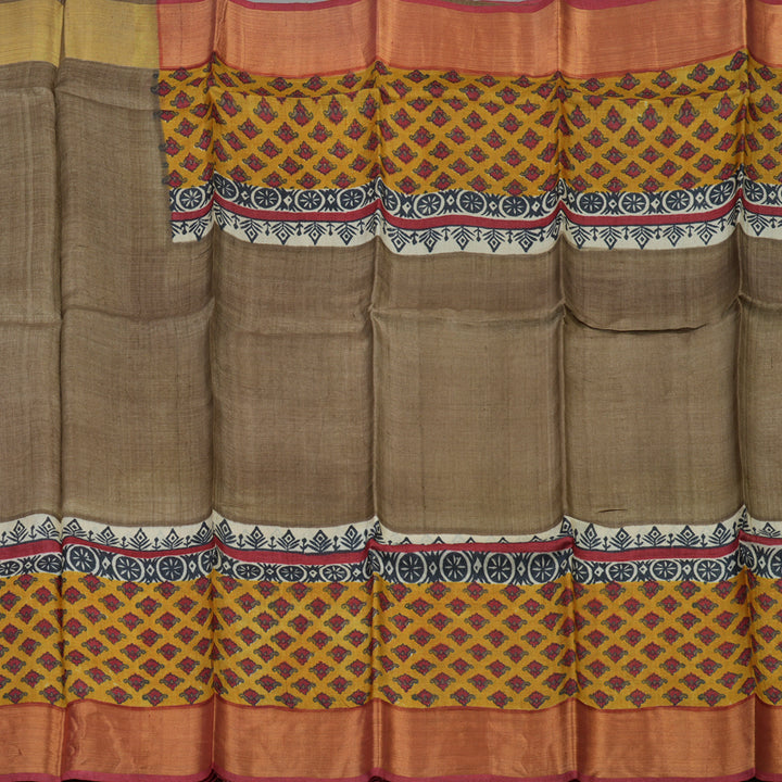Hayagrivas Light Brown Pure Tussar Silk Saree KBE1820L1-8