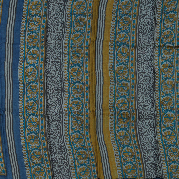 Hayagrivas Bluish Grey Pure Tussar Silk Saree KBE1820L2-2