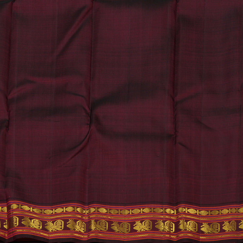 Hayagrivas Handloom Yellow Kanjivaram Silk Saree with Deep Wine border KBE1823L11-1