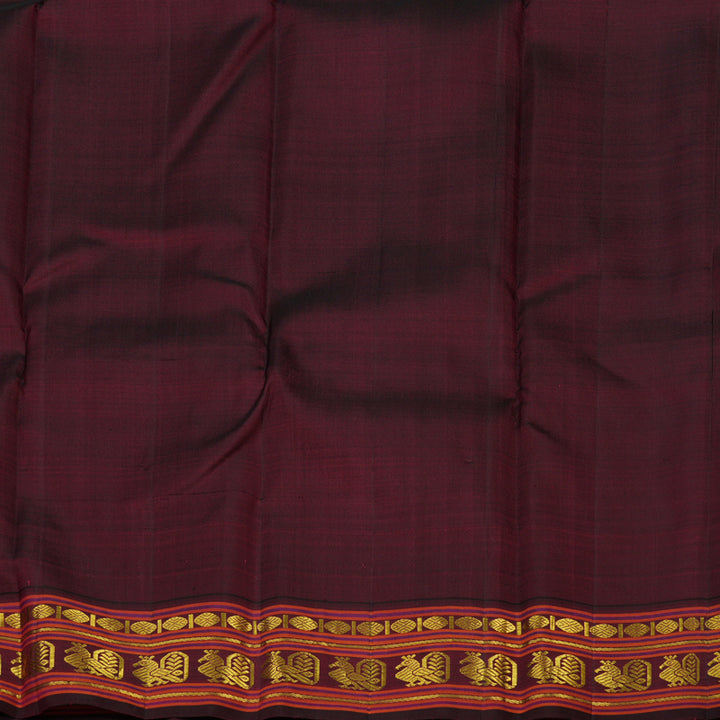 Hayagrivas Handloom Yellow Kanjivaram Silk Saree with Deep Wine border KBE1823L11-1