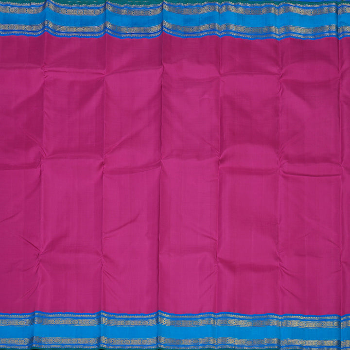 Hayagrivas Handloom Pink Kanjivaram Silk Saree with Aqua Blue Border KBE1823L3-1