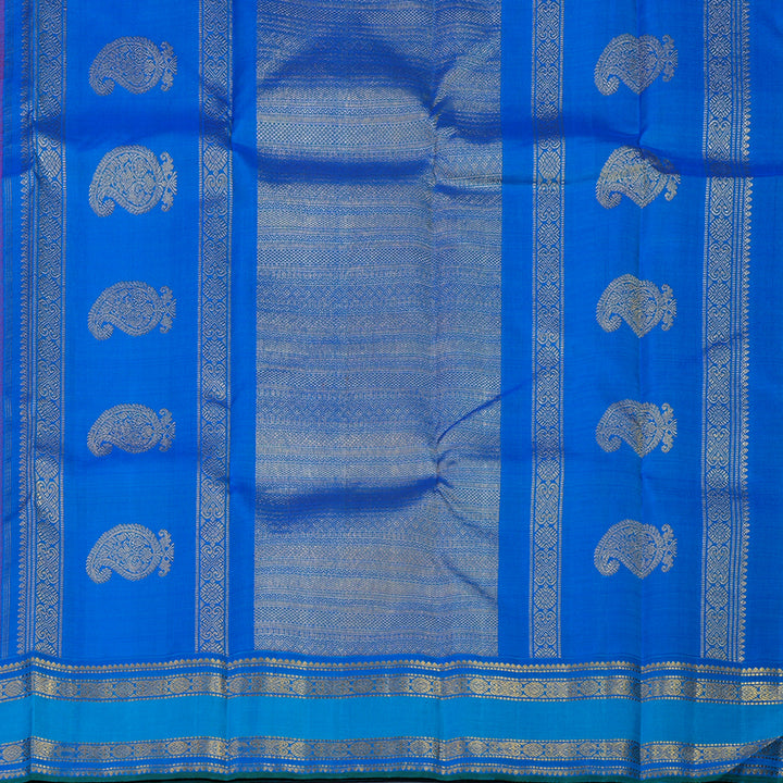 Hayagrivas Handloom Pink Kanjivaram Silk Saree with Aqua Blue Border KBE1823L3-1