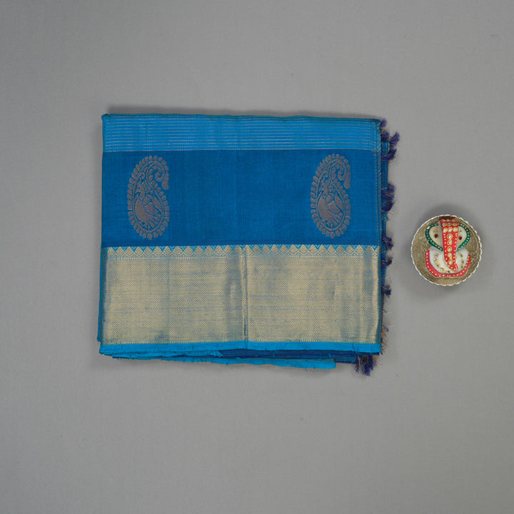 Hayagrivas Ananda Blue Pure Silk Cotton Saree KBE1823L9-1