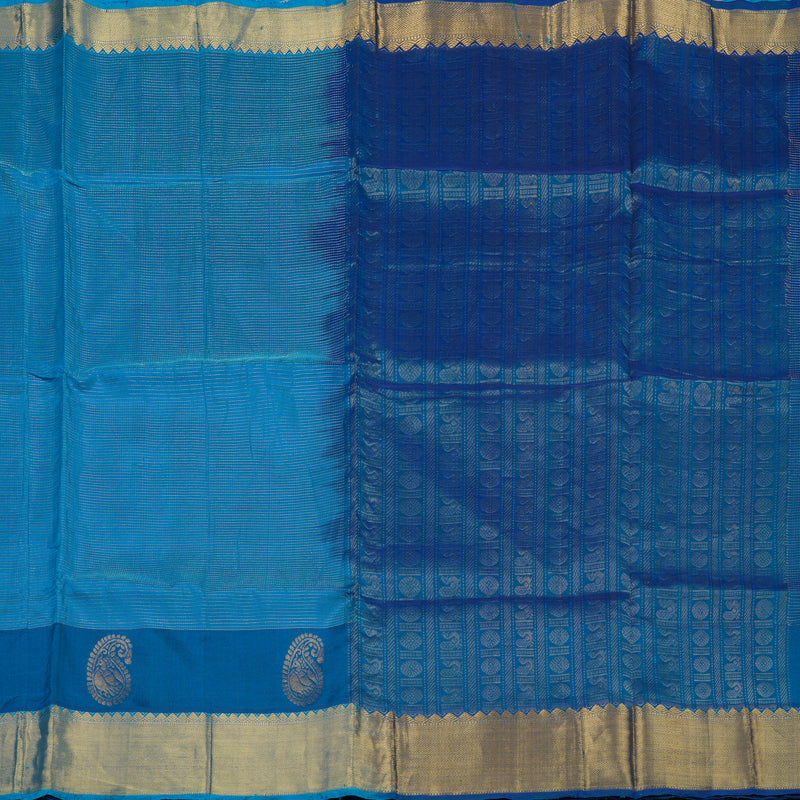 Hayagrivas Ananda Blue Pure Silk Cotton Saree KBE1823L9-1