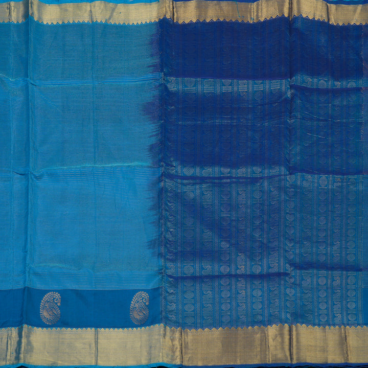Hayagrivas Ananda Blue Pure Silk Cotton Saree KBE1823L9-1
