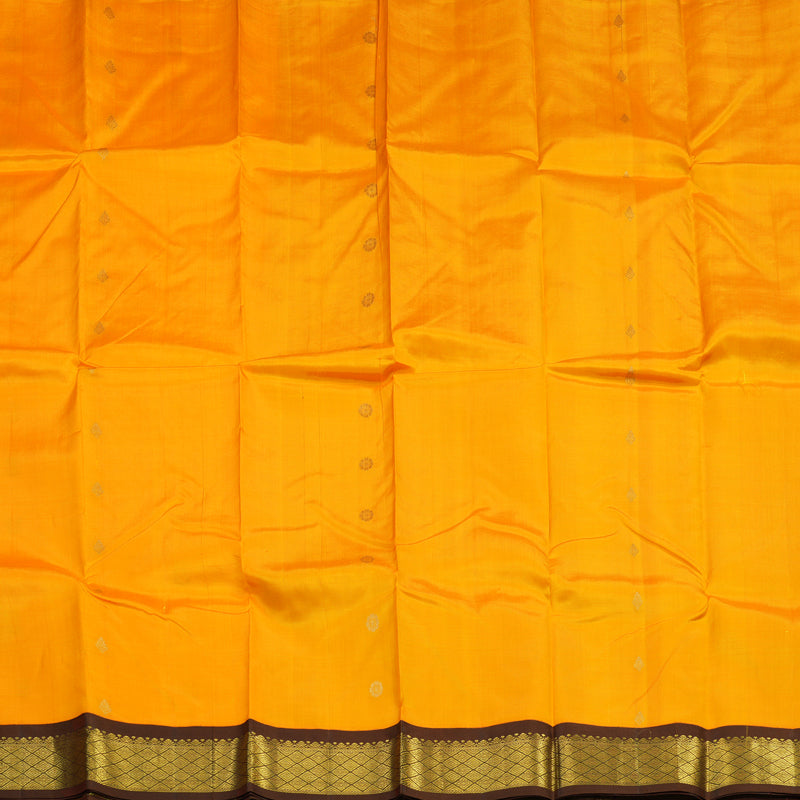 Hayagrivas Mango Yellow Pure One-sided border Kanjivaram Silk Saree KBE1827L1-16