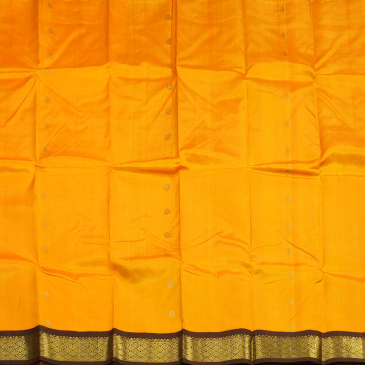 Hayagrivas Mango Yellow Pure One-sided border Kanjivaram Silk Saree KBE1827L1-16