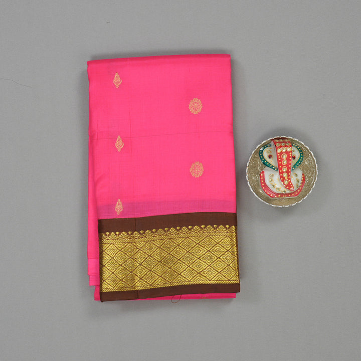 Hayagrivas Bright Pink Pure One-sided Border Kanjivaram Silk Saree KBE1827L1-20
