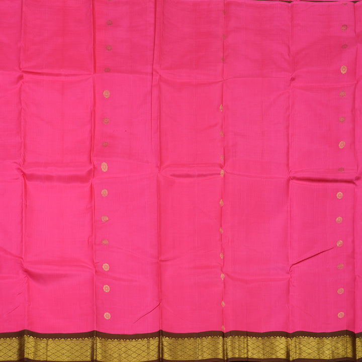 Hayagrivas Bright Pink Pure One-sided Border Kanjivaram Silk Saree KBE1827L1-20