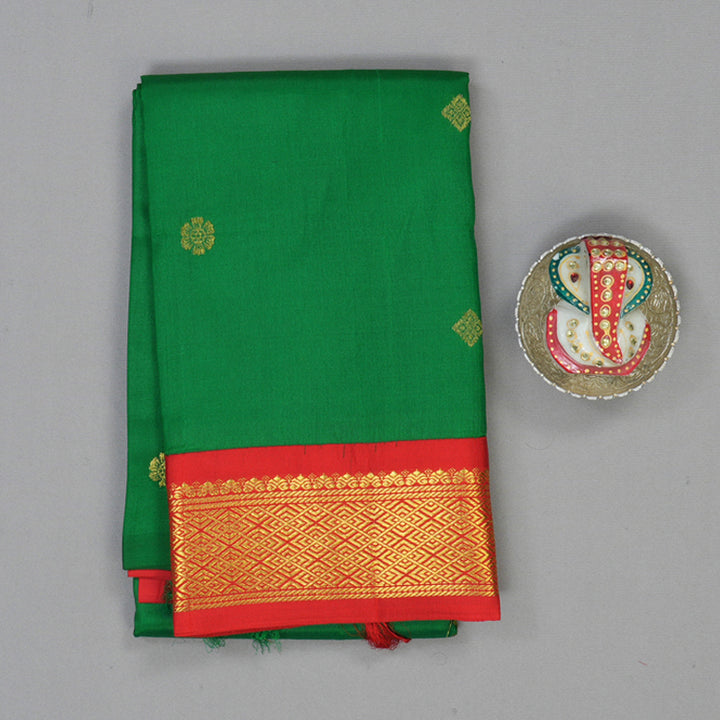 Hayagrivas Green Pure One-sided border Kanjivaram Silk Saree KBE1827L1-22