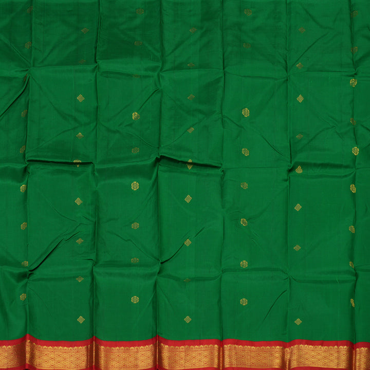 Hayagrivas Green Pure One-sided border Kanjivaram Silk Saree KBE1827L1-22