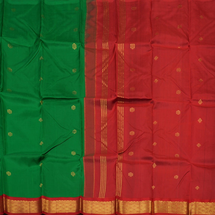Hayagrivas Green Pure One-sided border Kanjivaram Silk Saree KBE1827L1-22