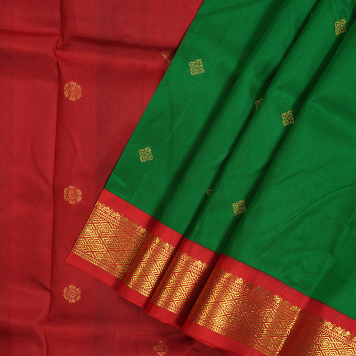 Hayagrivas Green Pure One-sided border Kanjivaram Silk Saree KBE1827L1-22