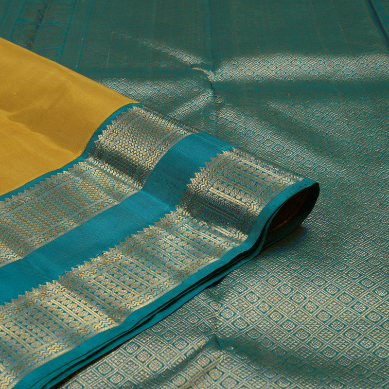 Hayagrivas Handloom Metallic Gold Kanjivaram Silk Saree with Rama Blue border KBE1830L1-1