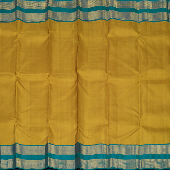 Hayagrivas Handloom Metallic Gold Kanjivaram Silk Saree with Rama Blue border KBE1830L1-1