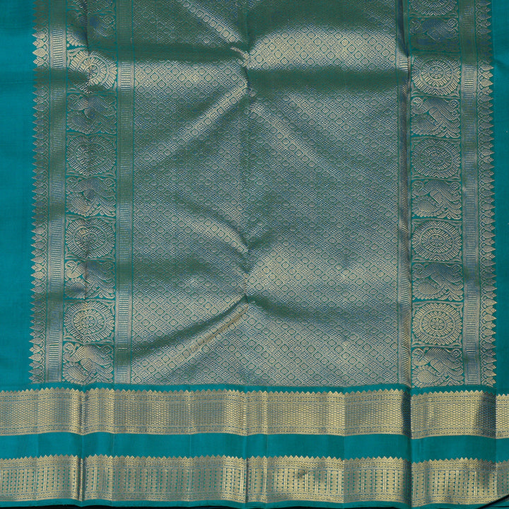Hayagrivas Handloom Metallic Gold Kanjivaram Silk Saree with Rama Blue border KBE1830L1-1