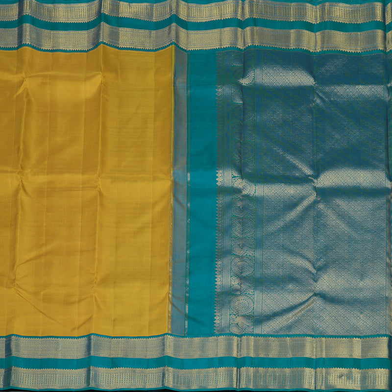Hayagrivas Handloom Metallic Gold Kanjivaram Silk Saree with Rama Blue border KBE1830L1-1