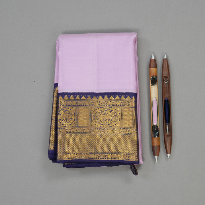 Hayagrivas Handloom Lavendar Kanjivaram Silk Saree with Navy Blue border KBE1830L1-2