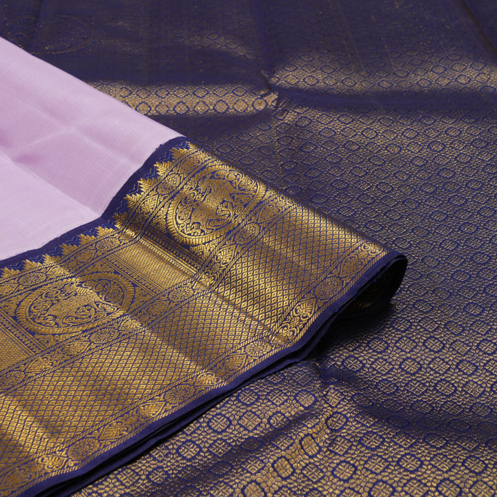 Hayagrivas Handloom Lavendar Kanjivaram Silk Saree with Navy Blue border KBE1830L1-2