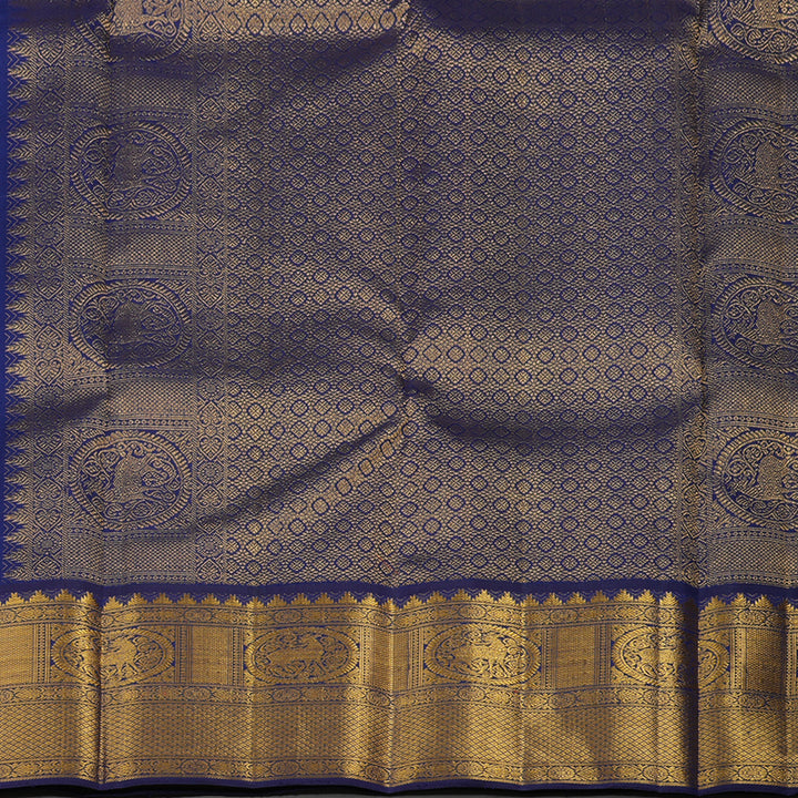 Hayagrivas Handloom Lavendar Kanjivaram Silk Saree with Navy Blue border KBE1830L1-2