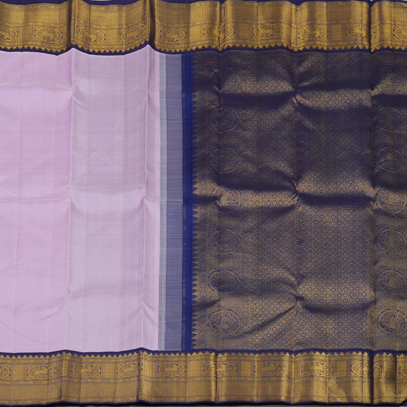 Hayagrivas Handloom Lavendar Kanjivaram Silk Saree with Navy Blue border KBE1830L1-2