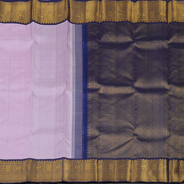 Hayagrivas Handloom Lavendar Kanjivaram Silk Saree with Navy Blue border KBE1830L1-2