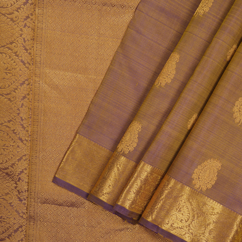 Hayagrivas Handloom Dual Tone (Yellowish-Brown & Purple) Kanjivaram Silk Saree KBE1830L4-1