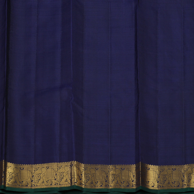 Hayagrivas Handloom Peacock Blue Kanjivaram Silk Saree with Navy Blue border KBE1830L5-1