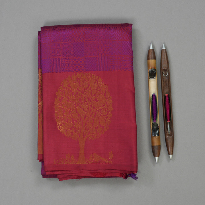 Hayagrivas Handloom Maroon Kanjivaram Silk Saree KBE1830L7-1