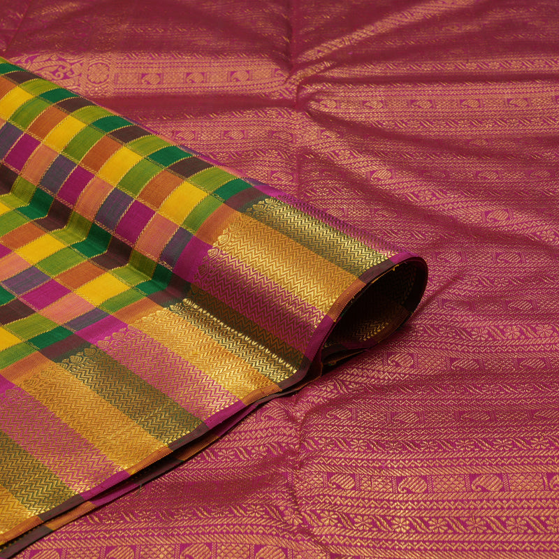 Hayagrivas Handloom Multicolour Checks Kanjivaram Silk Saree KBE1831L13-1