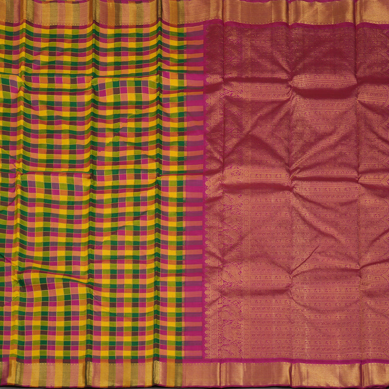 Hayagrivas Handloom Multicolour Checks Kanjivaram Silk Saree KBE1831L13-1