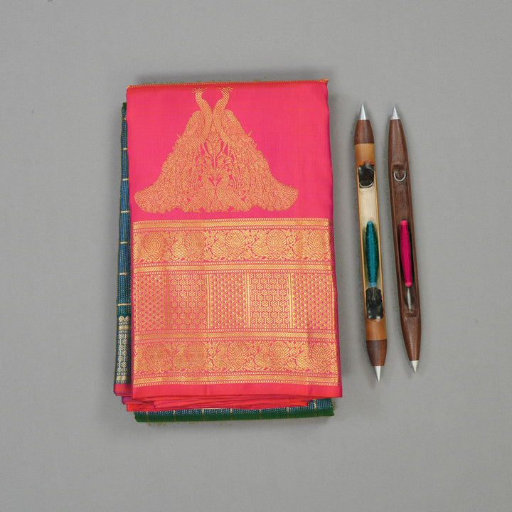 Hayagrivas Handloom Mayilkazhuthu Kanjivaram Silk Saree with Pink Border KBE1831L21-1
