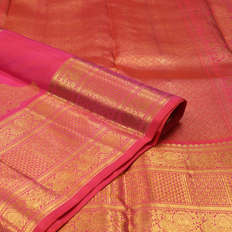 Hayagrivas Handloom Mayilkazhuthu Kanjivaram Silk Saree with Pink Border KBE1831L21-1