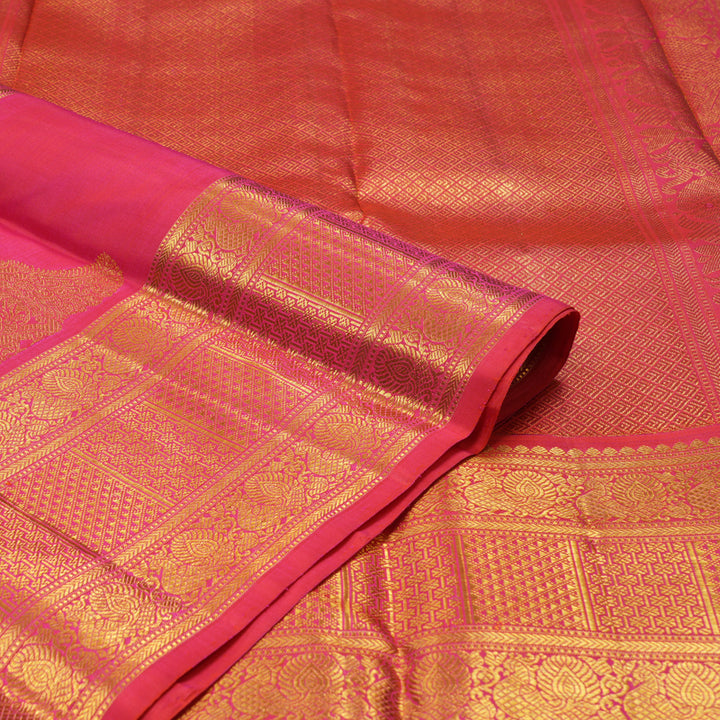 Hayagrivas Handloom Mayilkazhuthu Kanjivaram Silk Saree with Pink Border KBE1831L21-1