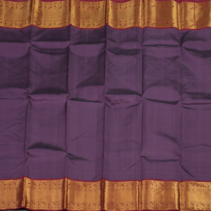 Hayagrivas Handloom Dark Lavender Kanjivaram Silk Saree with Maroon Border KBE1831L3-1