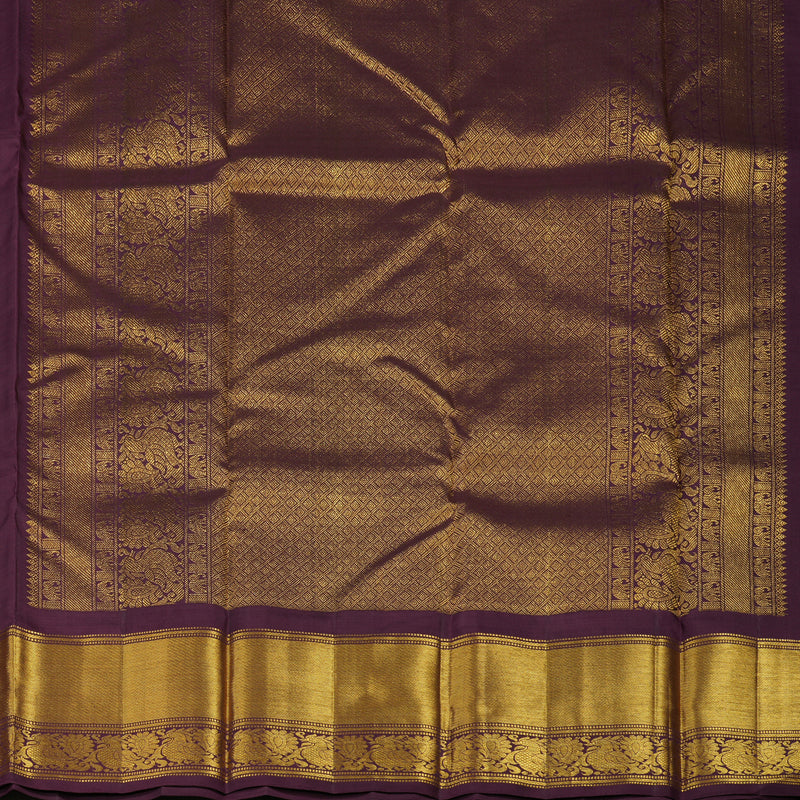Hayagrivas Handloom Orange & Pink checks Kanjivaram Silk Saree with Burgundy KBE1631L38-1