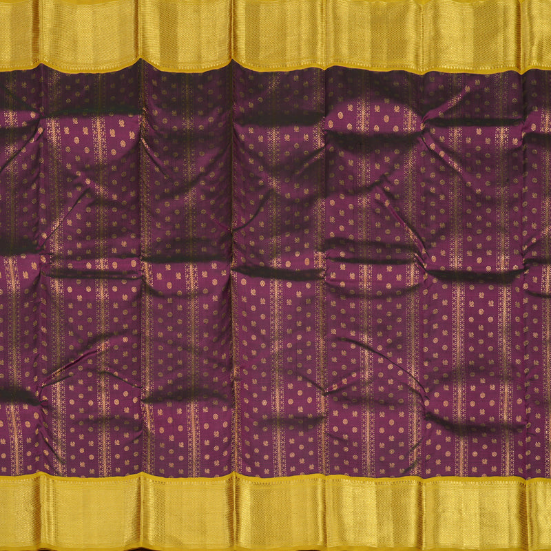 Hayagrivas Handloom Purple Kanjivaram Silk Saree with Sampanga Yellow Border KBE1831L40-1