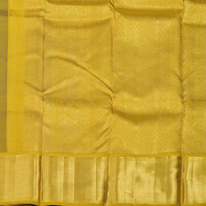 Hayagrivas Handloom Purple Kanjivaram Silk Saree with Sampanga Yellow Border KBE1831L40-1