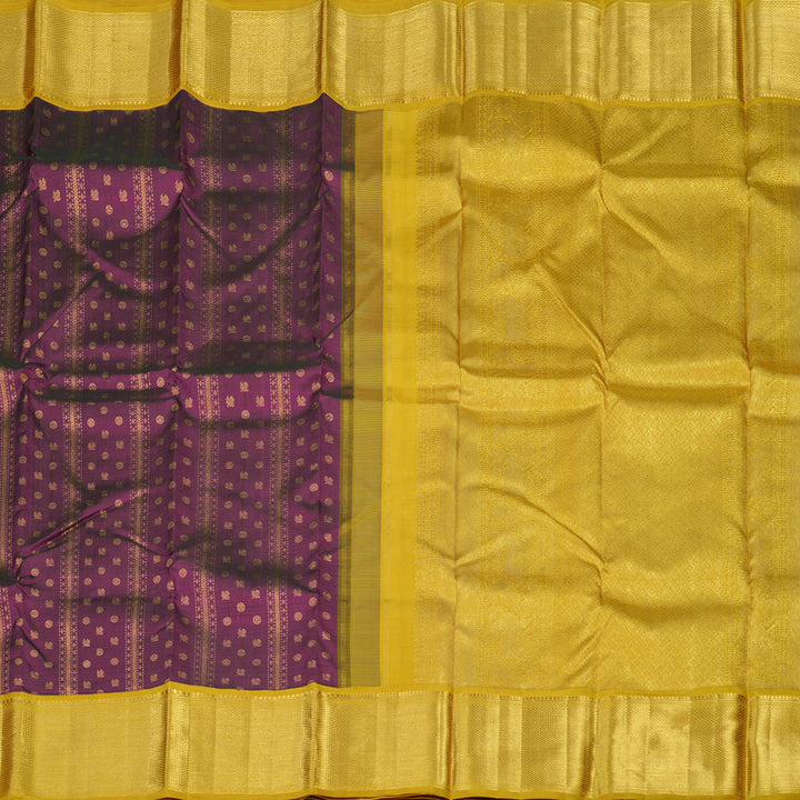 Hayagrivas Handloom Purple Kanjivaram Silk Saree with Sampanga Yellow Border KBE1831L40-1