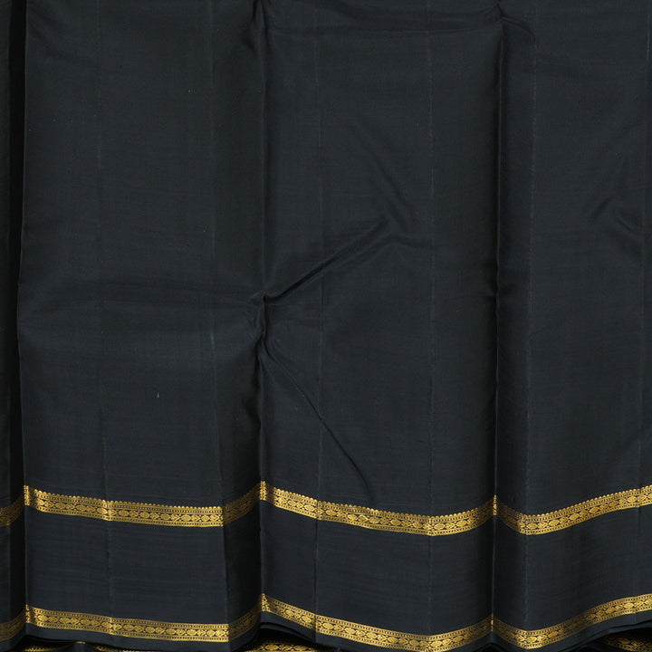 Hayagrivas Handloom Bright Pink Kanjivaram Silk Saree with Black Border KBE1831L43-1