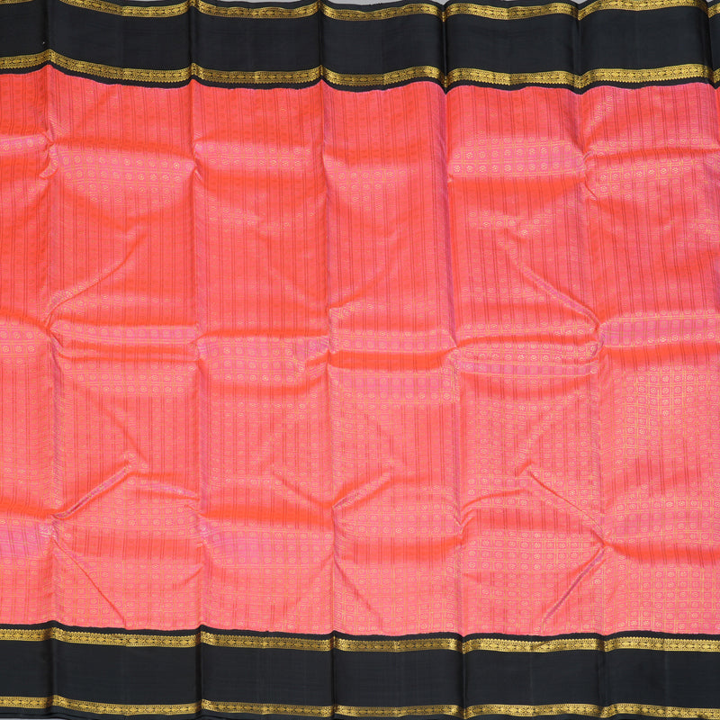 Hayagrivas Handloom Bright Pink Kanjivaram Silk Saree with Black Border KBE1831L43-1