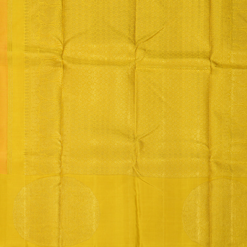 Hayagrivas Handloom Mango Orange Kanjivaram Silk Saree with Golden Yellow Border KBE1831L50-1