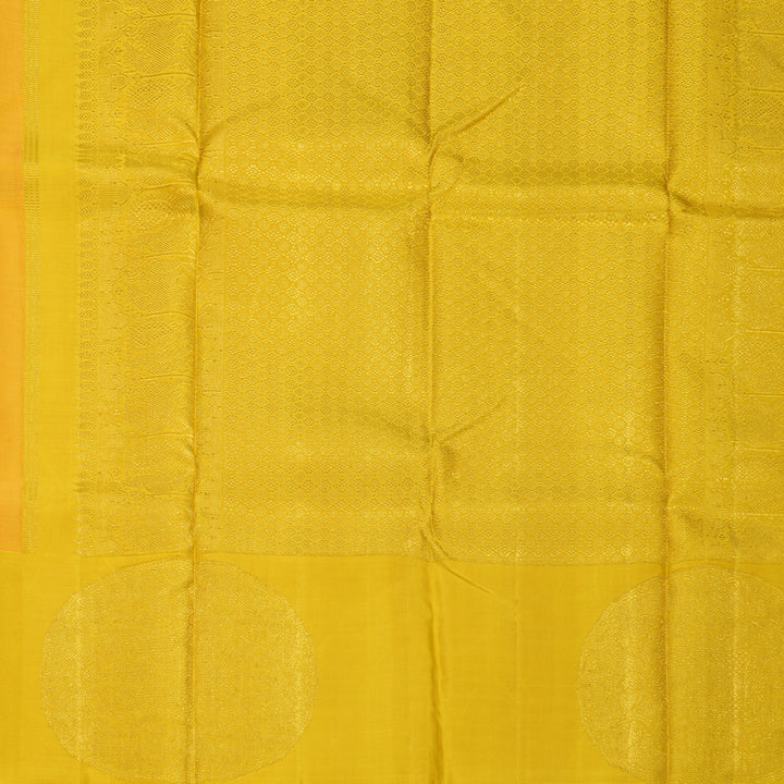 Hayagrivas Handloom Mango Orange Kanjivaram Silk Saree with Golden Yellow Border KBE1831L50-1